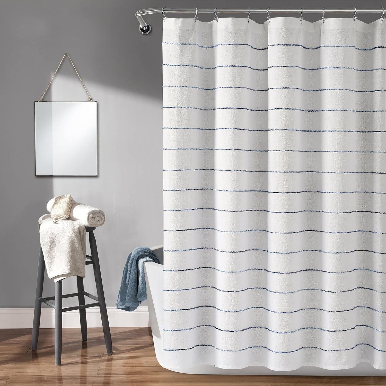 Ombre Stripe Yarn Dyed Cotton Shower Curtain for Stylish Bathrooms