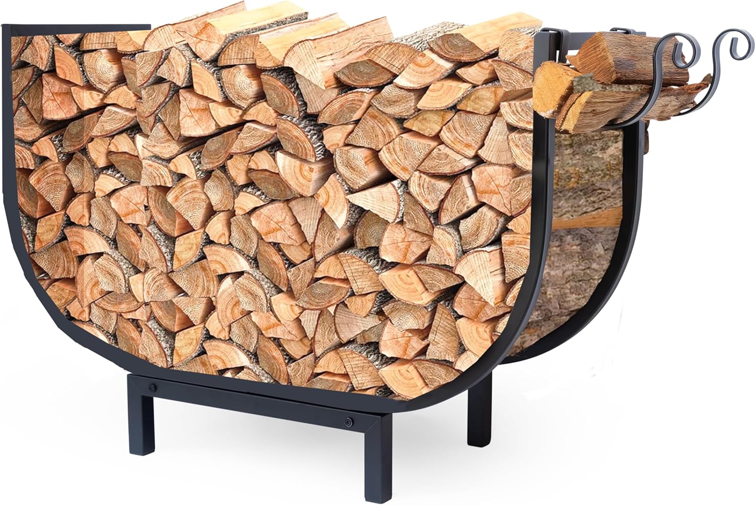 32 Inch Curved Firewood Rack for Indoor and Outdoor Use