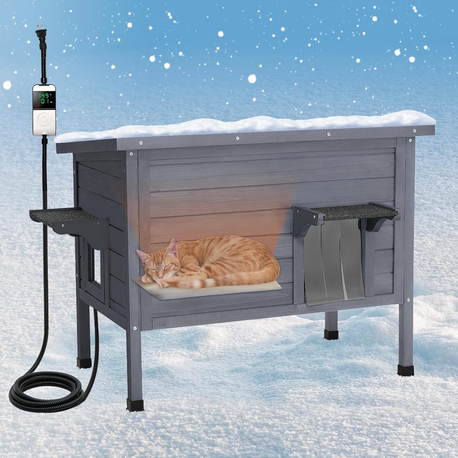 Ciokea Heated Outdoor Cat House - Insulated Shelter for Winter