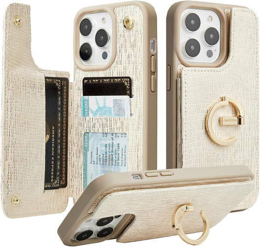 CUSTYPE iPhone 13 Pro Wallet Case with Card Holder and Kickstand
