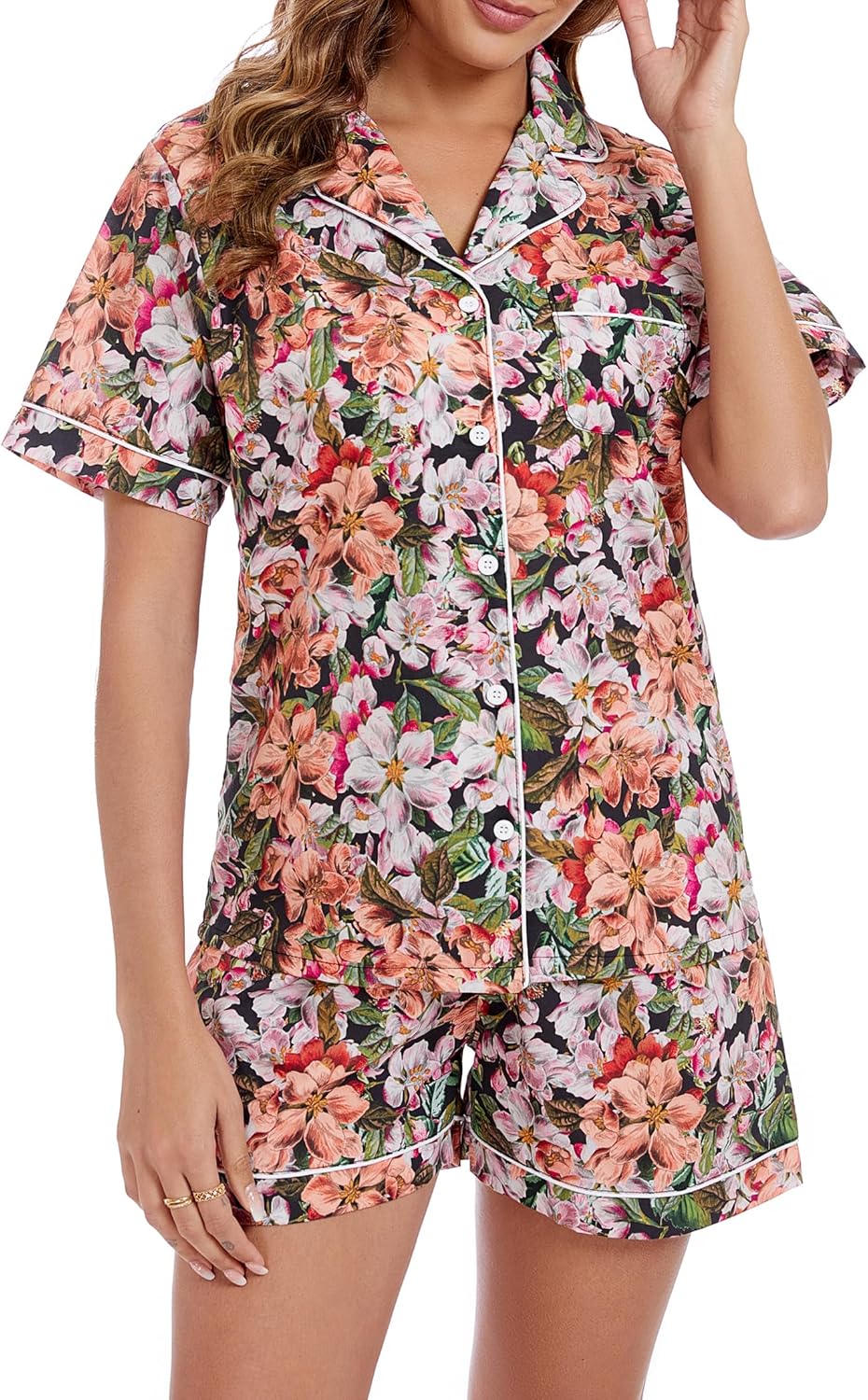 LUBOT 100% Cotton Pajamas for Women - Comfortable Summer Set