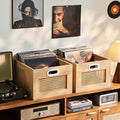 LELELINKY 2 Cubes Vinyl Record Storage Crate - Natural Rattan
