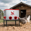 LUIHER Poultry Feeder 25LB 6-Port Galvanized Metal - Less Refilling