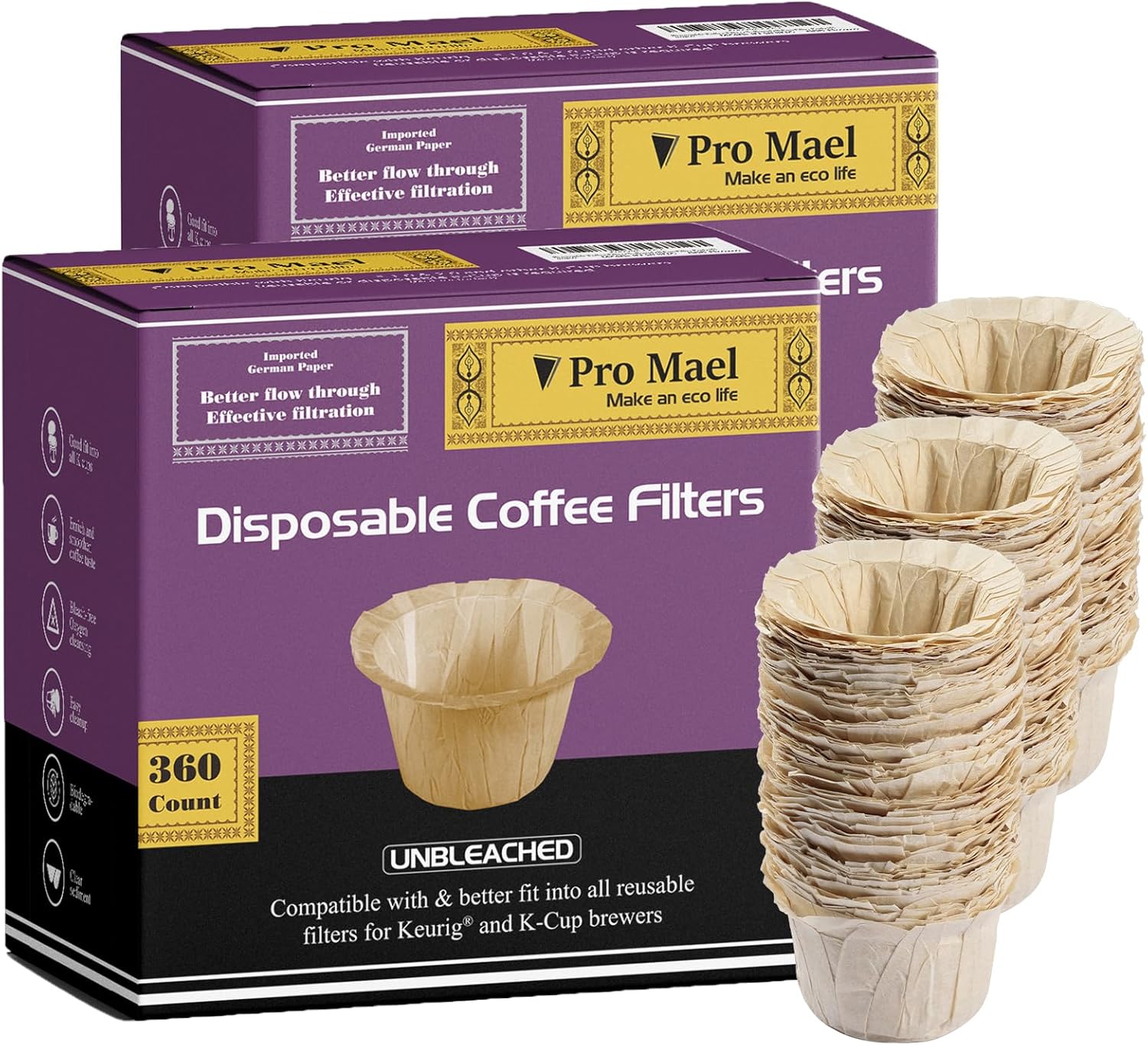 Pro Mael Disposable K Cup Filters for Keurig Brewers - 720 Count