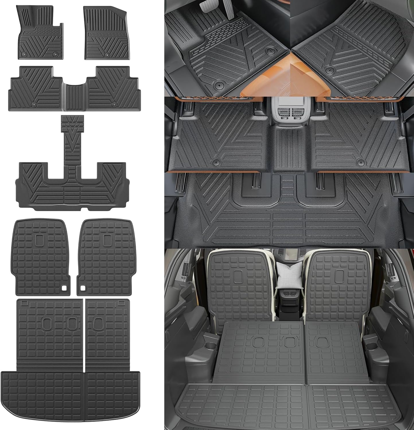 Rongtaod Floor Mats for 2020-2025 Hyundai Palisade 7 Seats