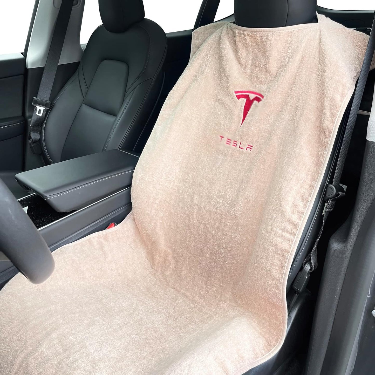 Premium Towel Car Seat Cover for Tesla Model S/3/X/Y - Tan