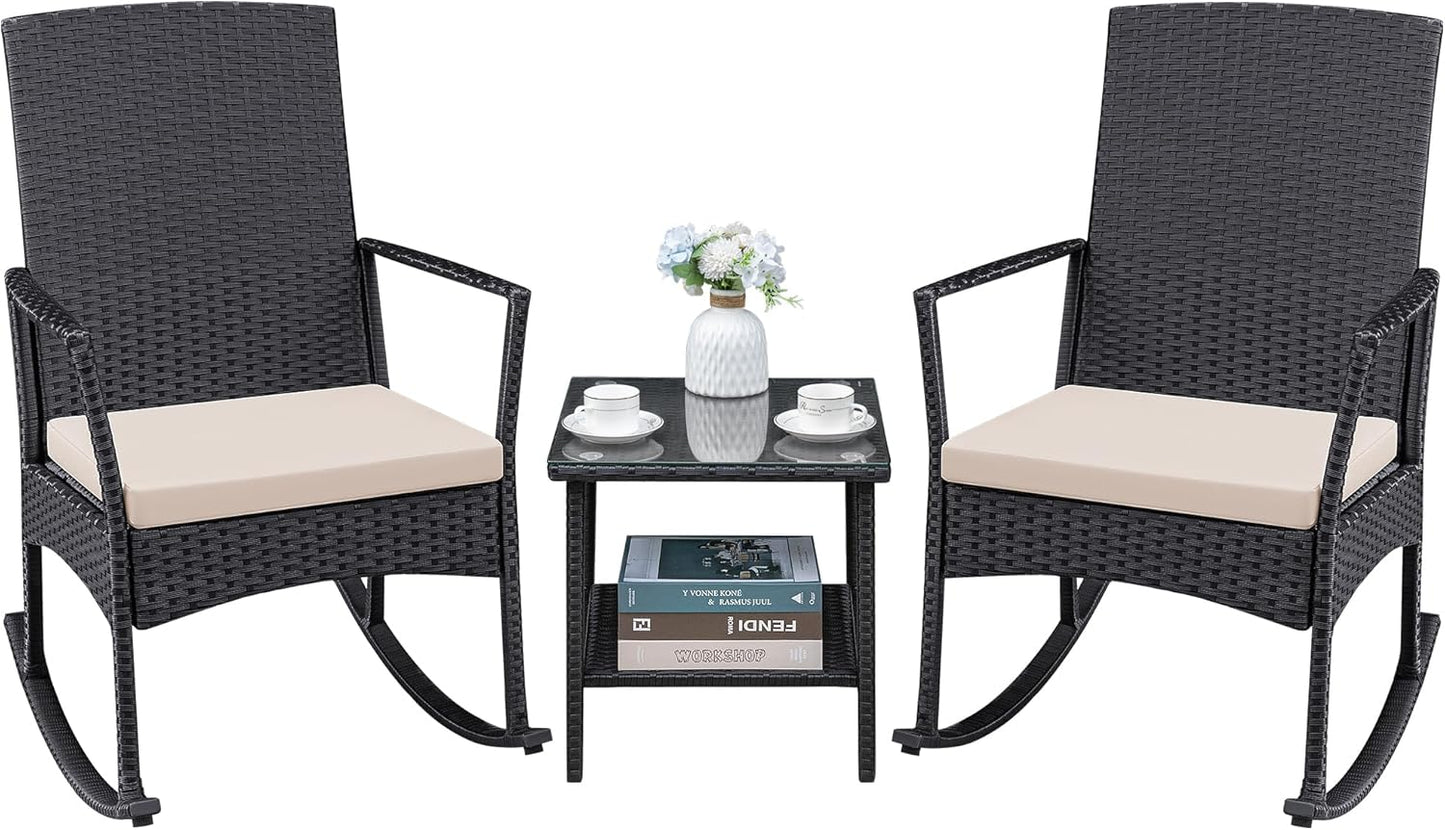 Greesum 3 Pieces Patio Furniture Set with Rocking Chairs
