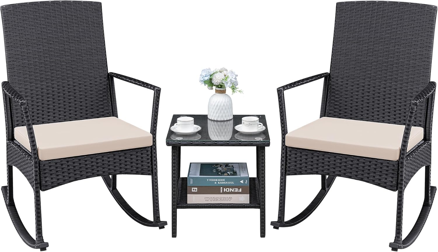 Greesum 3 Pieces Patio Furniture Set with Rocking Chairs