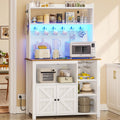 Bakers Rack with Power Outlet and LED Lights - Space-Saving Coffee Bar