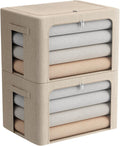 Clothes Storage Bins 2 Pack - Stackable Foldable Linen Boxes