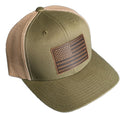 Leather Patch Trucker Hat with American Flag - Handmade Quality