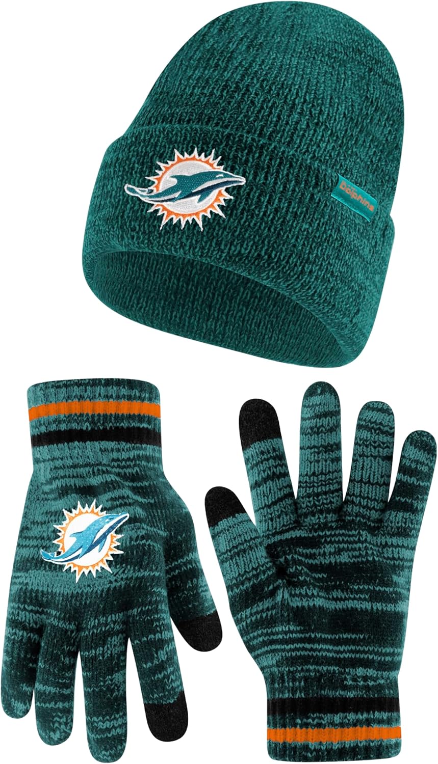 Ultra Game NFL Official Super Soft Knit Beanie and Gloves Set