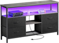 Huuger 47 Inch TV Stand with LED Lighting and Built-In Outlets
