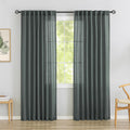 Charcoal Gray Linen Blend Back Tab Curtains 90 in - Light Filtering