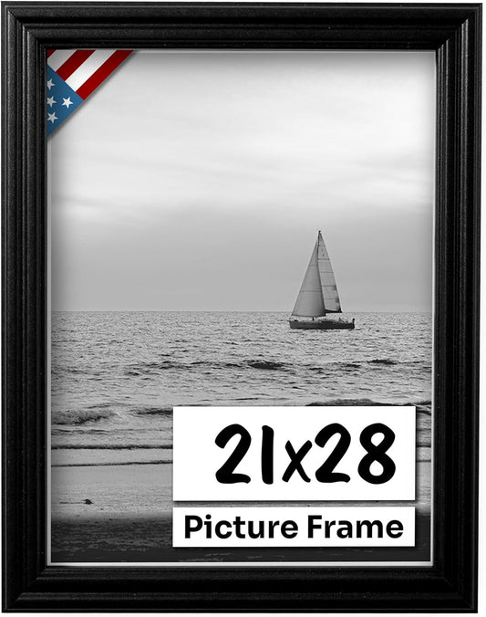21x28 Black Picture Frame - Handmade Solid Wood Frame for Decor