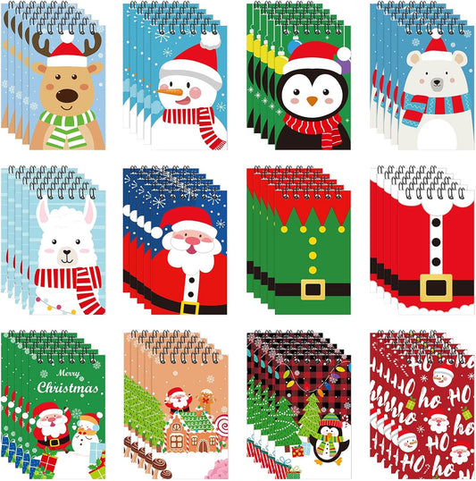 60-Piece Christmas Mini Spiral Notepads - Festive Party Favors!