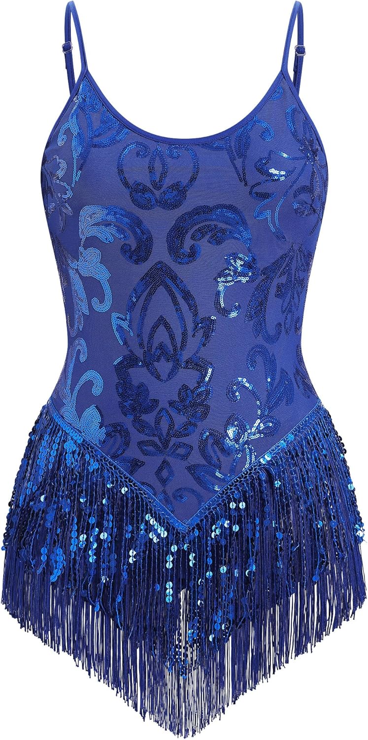 Sexy Sequins Fringe Bodysuit for Dance and Rave Outfits