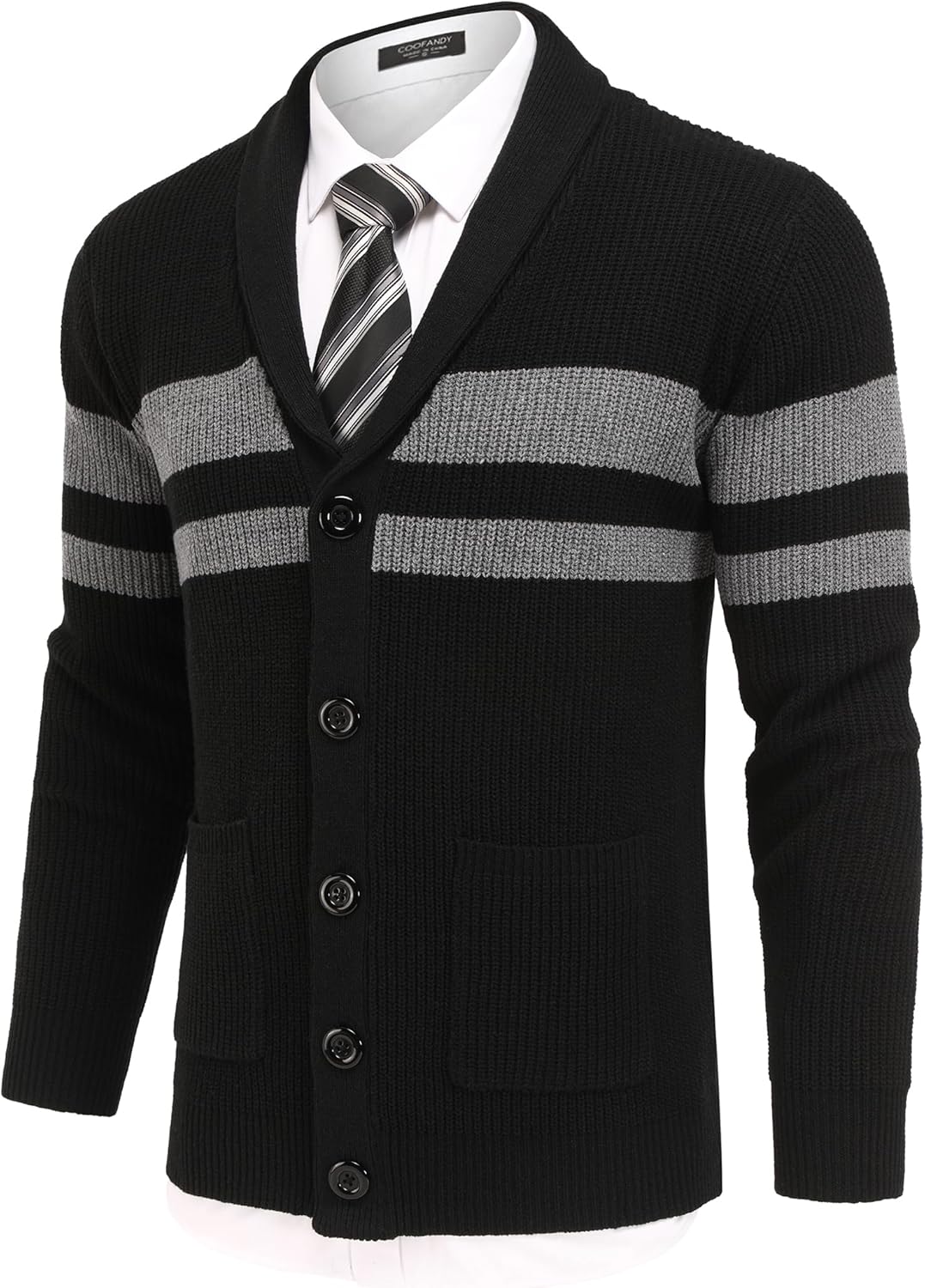 COOFANDY Men's Shawl Collar Cardigan Sweater for Stylish Comfort