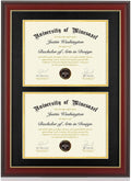 Double Diploma Frame with Mat for Two 8.5x11 Certificates - Cherry Red