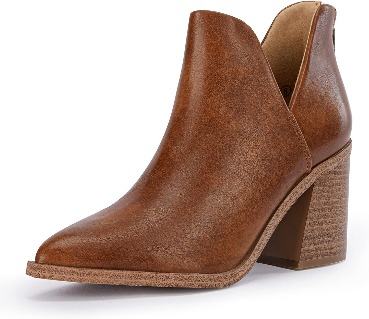 FISACE Womens Pointed Toe Stacked Mid Heel Ankle Boots Review