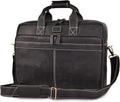 16 in Leather Laptop Messenger Briefcase Bag for Men - Black