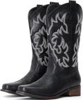 IUV Cowboy Boots For Women Square Toe Mid Calf Western Boots