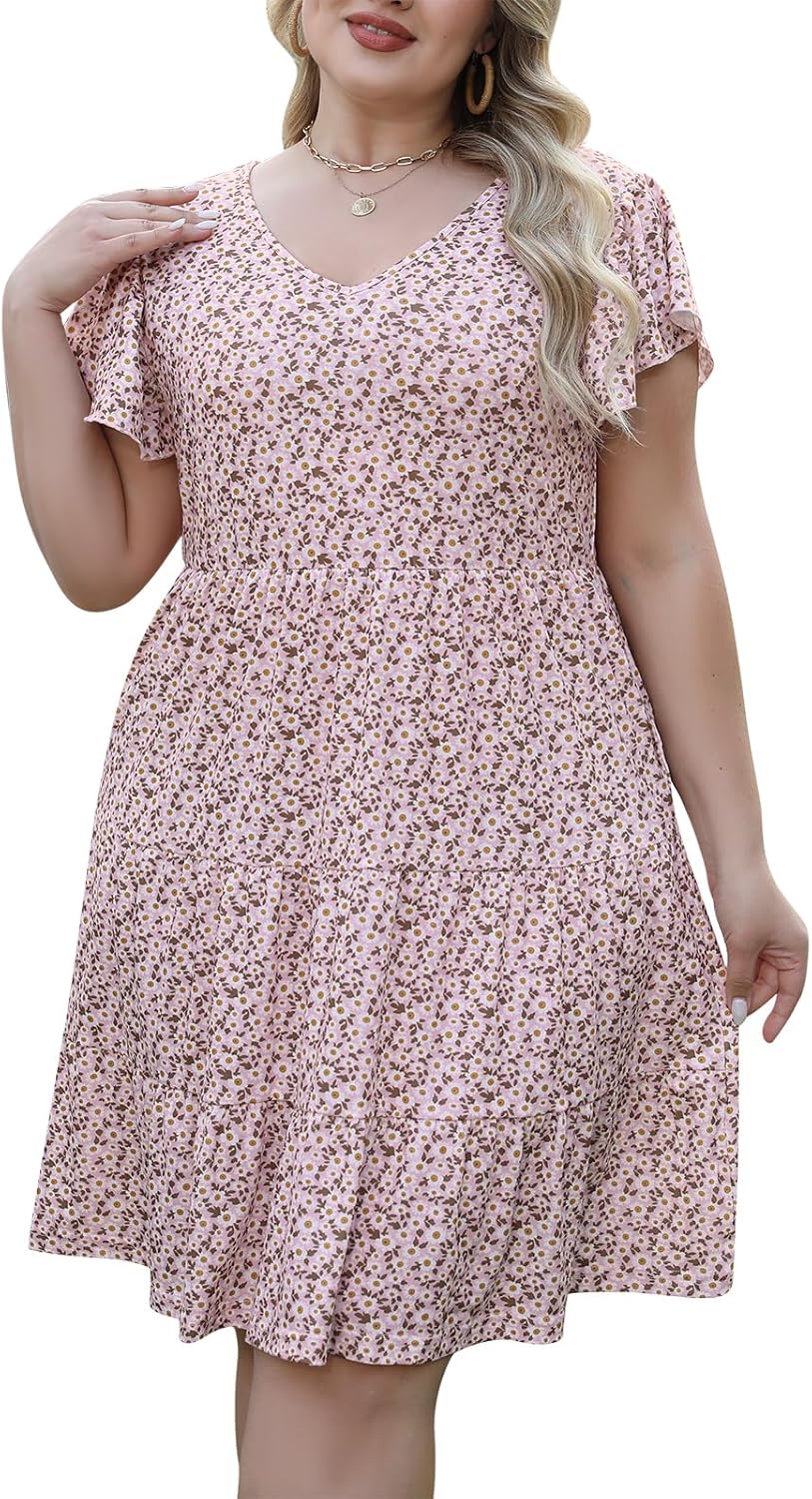 Celkuser Womens Plus Size Casual Summer Dresses with Pockets