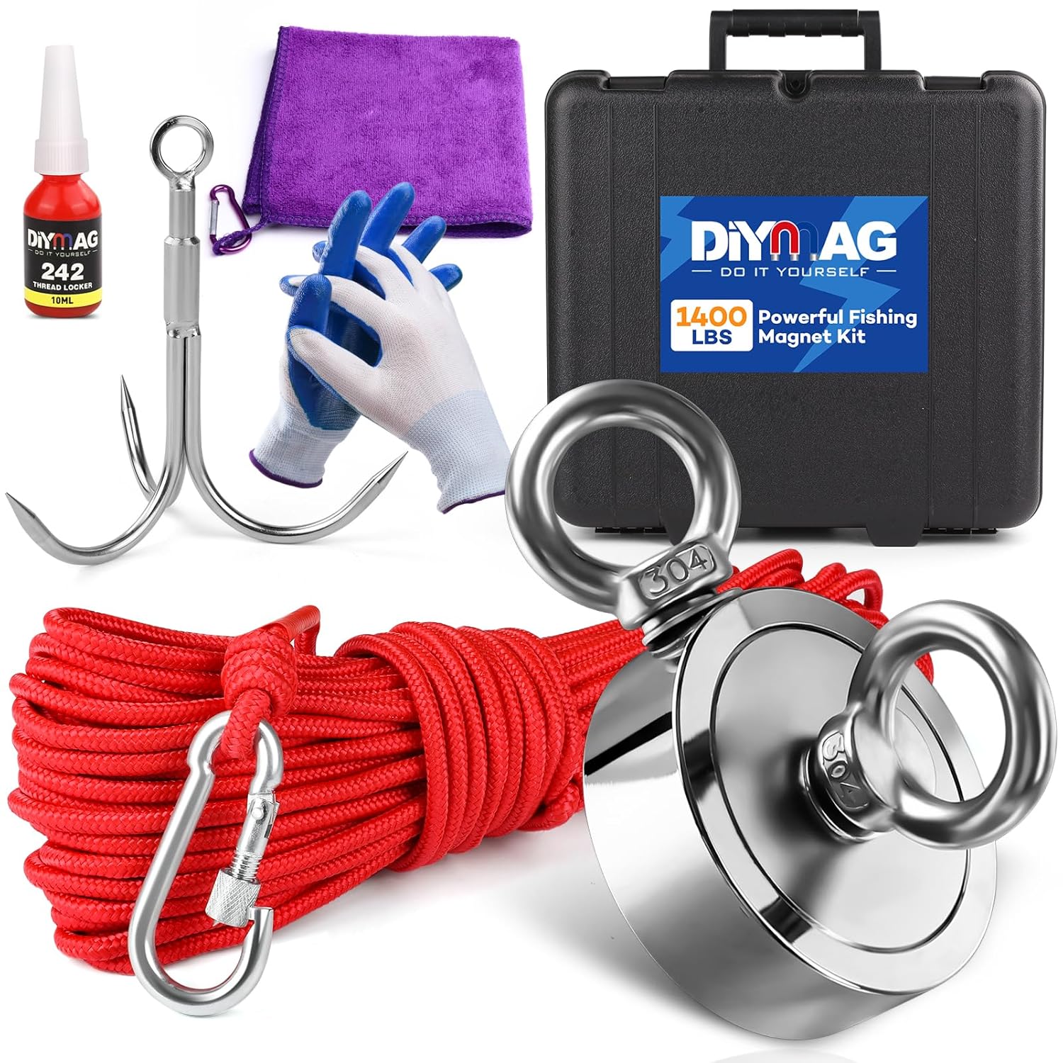 DIYMAG Fishing Magnet Kit with 1400 LBs Double Side Magnets