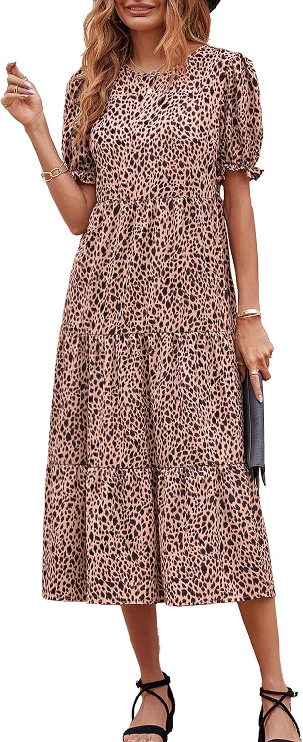 PRETTYGARDEN Summer Floral Midi Dress for Women 2025 Casual
