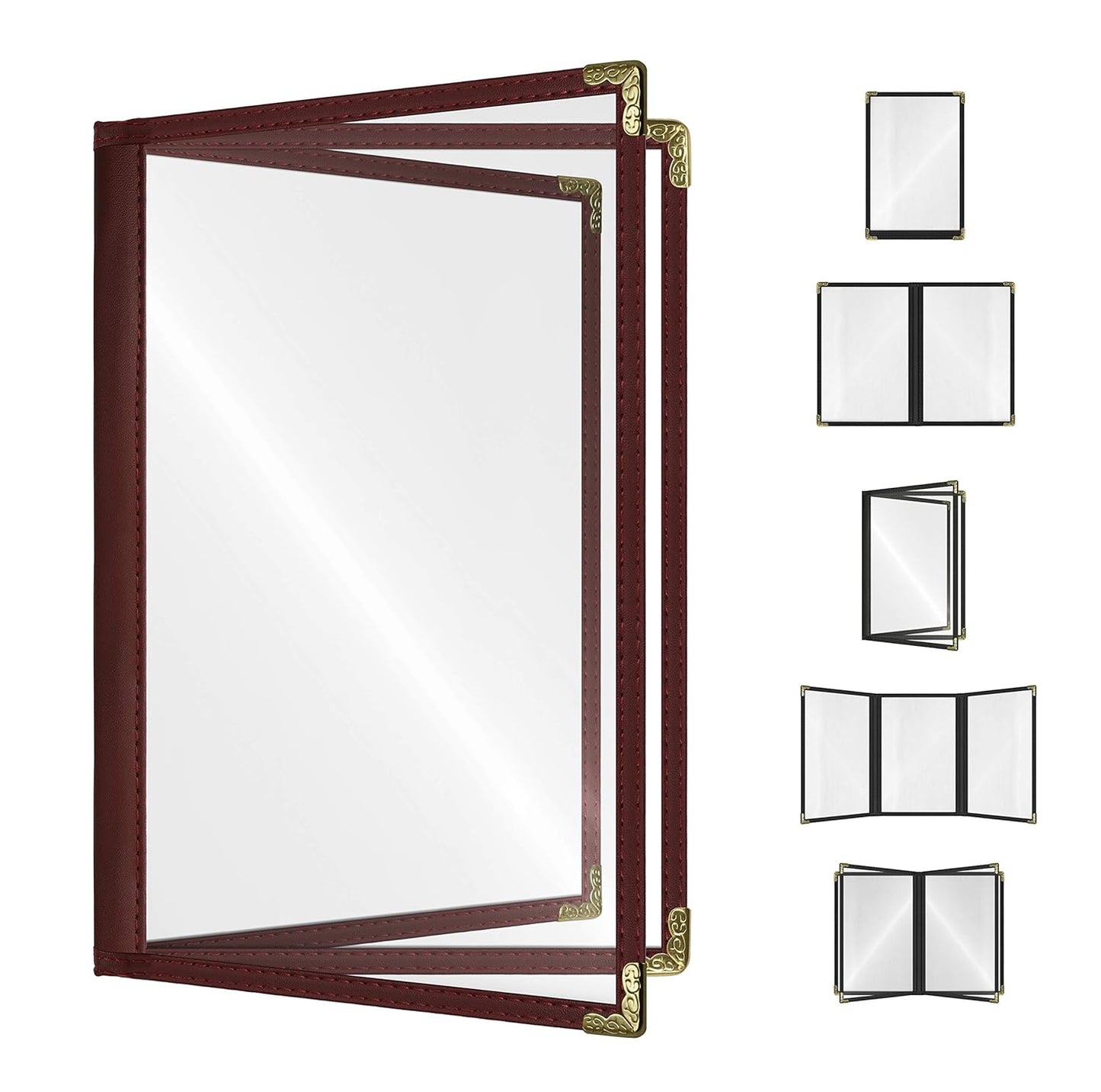 Goodsmart Restaurant Menu Covers 25 Pack Burgundy 6-View Booklet