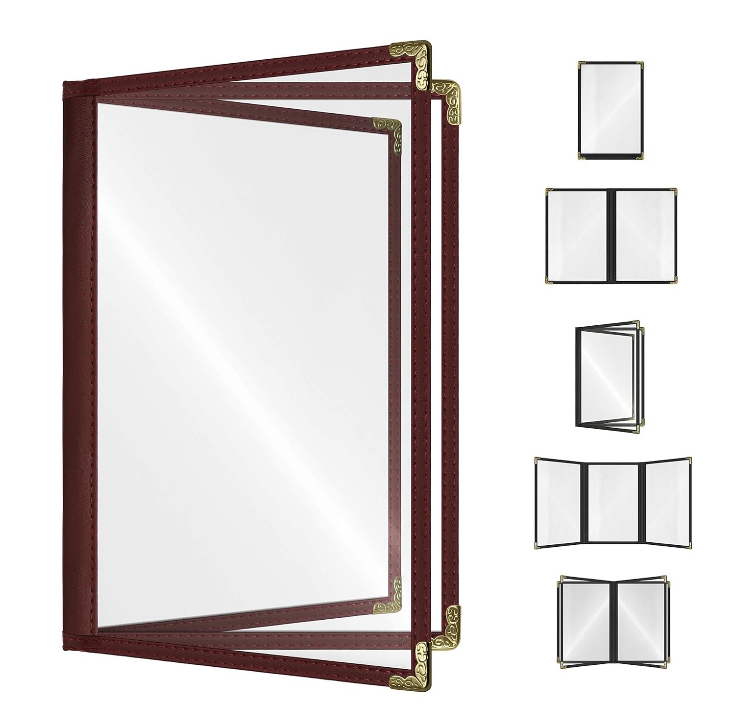 Goodsmart Restaurant Menu Covers 25 Pack Burgundy 6-View Booklet