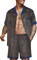 Men Satin Silk Pajamas Set with Pockets - Short Pants Loungewear