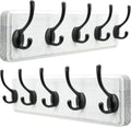 Dseap Coat Rack Wall with 5 Double Hooks - Heavy-Duty Rustic Rack