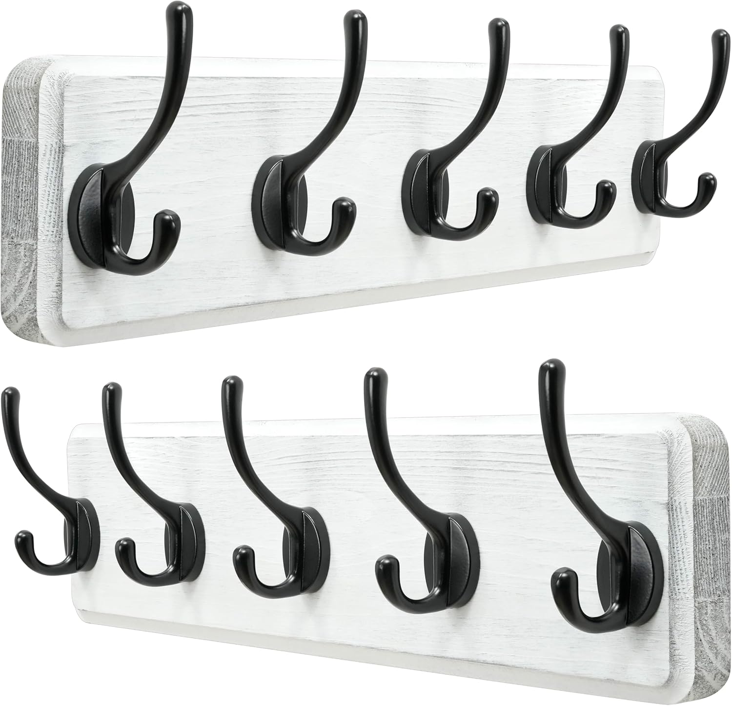 Dseap Coat Rack Wall: Heavy-Duty 5-Double-Hooks Wooden Rack