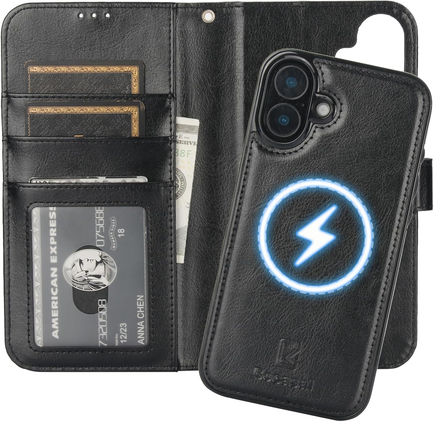 Bocasal iPhone 16 Plus Wallet Case with RFID Protection & Kickstand