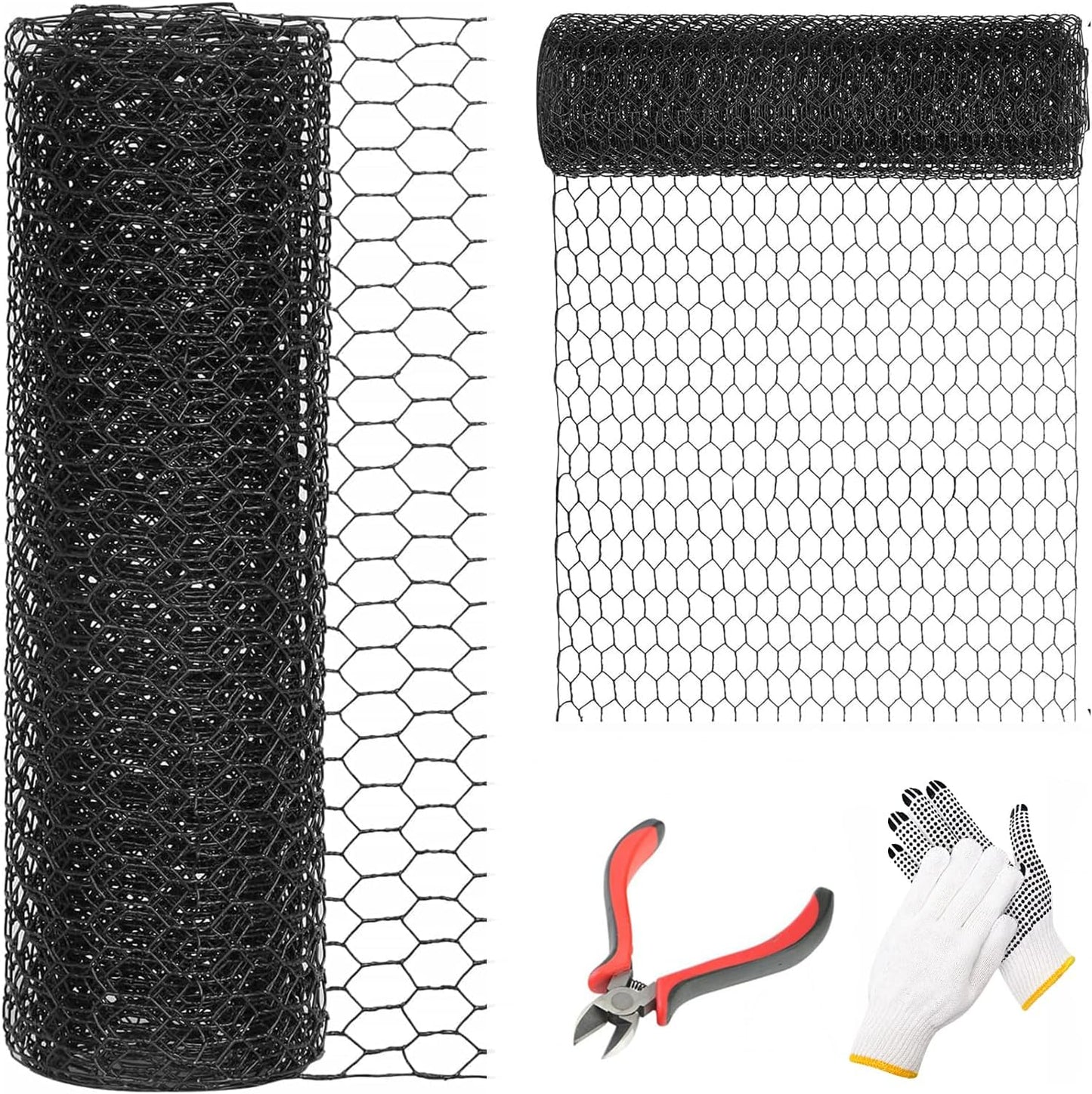 36 in x 50 ft Black Chicken Wire Fencing for Garden and Farm