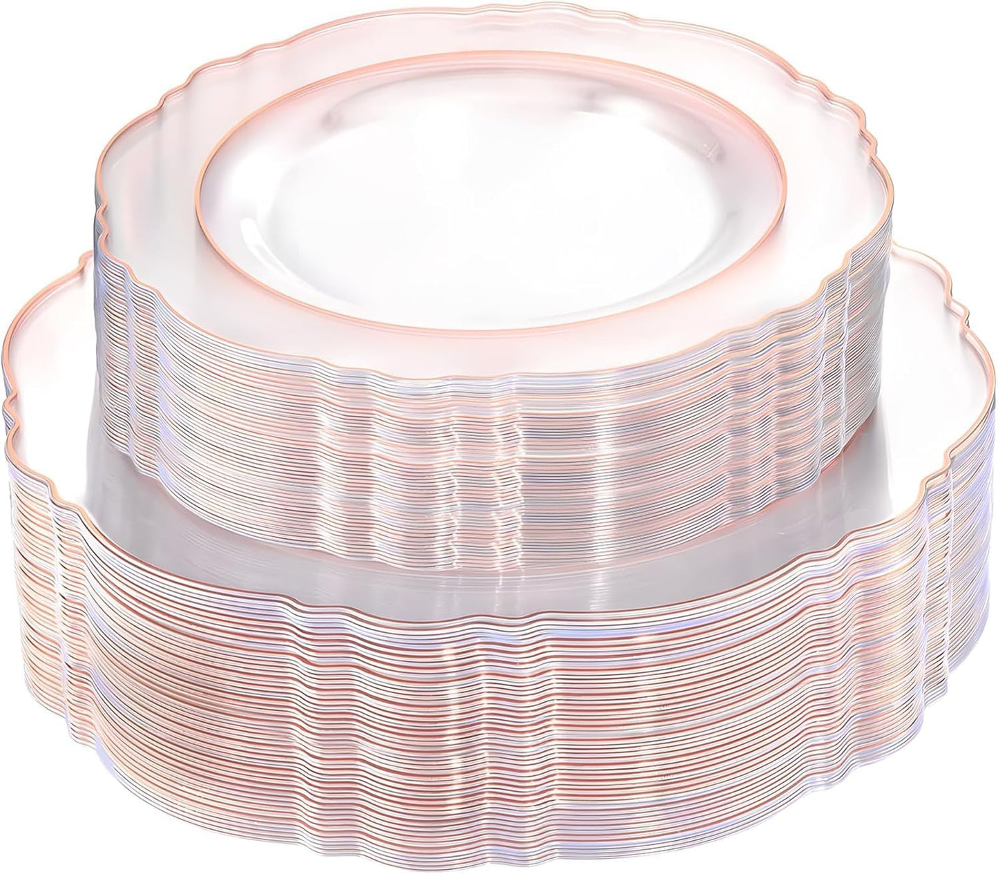 WDF 100pcs Rose Gold Plates for Parties and Weddings Events