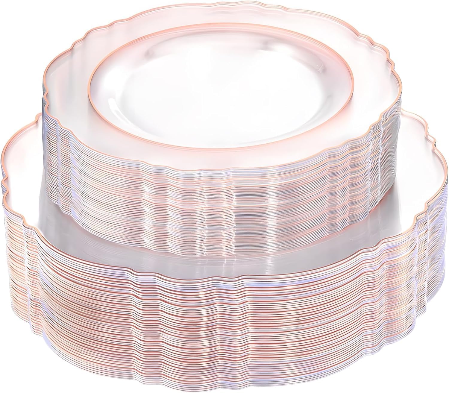 WDF 100pcs Rose Gold Plates for Parties and Weddings Events