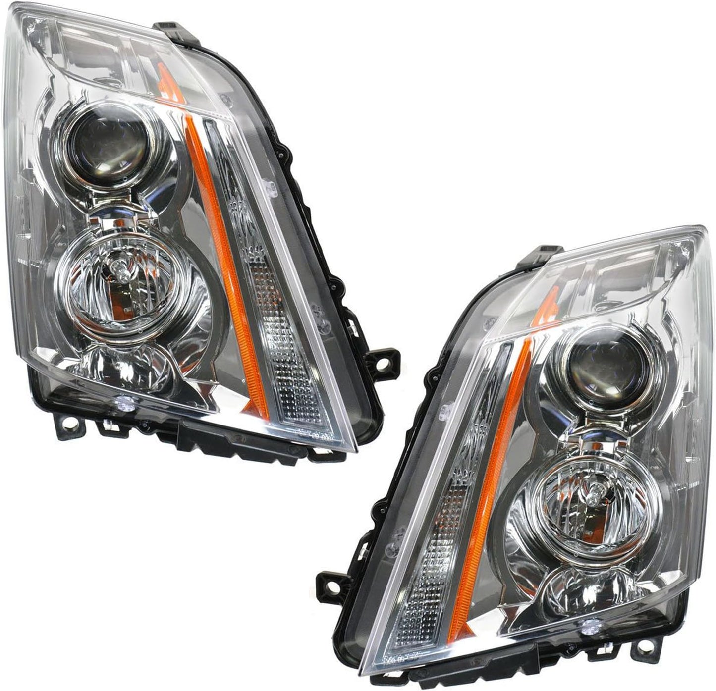 TRQ 2 Piece Headlight Assembly Set for Cadillac CTS 2008-2014