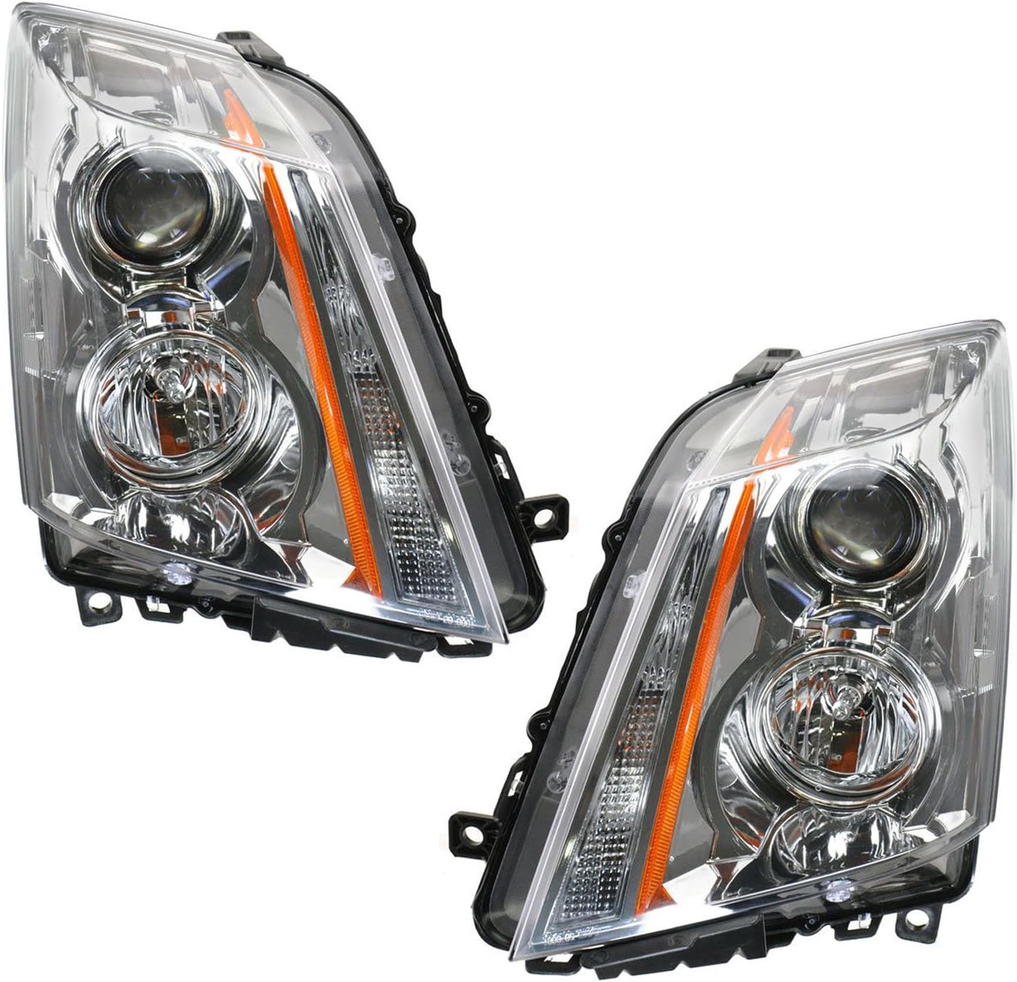 TRQ 2 Piece Headlight Assembly Set for Cadillac CTS 2008-2014