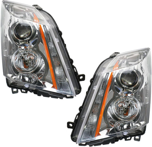 TRQ 2 Piece Headlight Assembly Set for Cadillac CTS 2008-2014