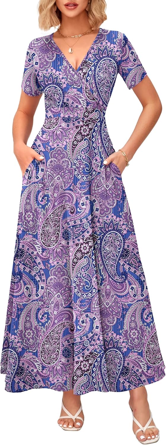 WNEEDU Women's Summer Maxi Dress with Pockets for Every Occasion