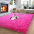 5x7 Area Rugs for Living Room - Large Fluffy Hot Pink Rug