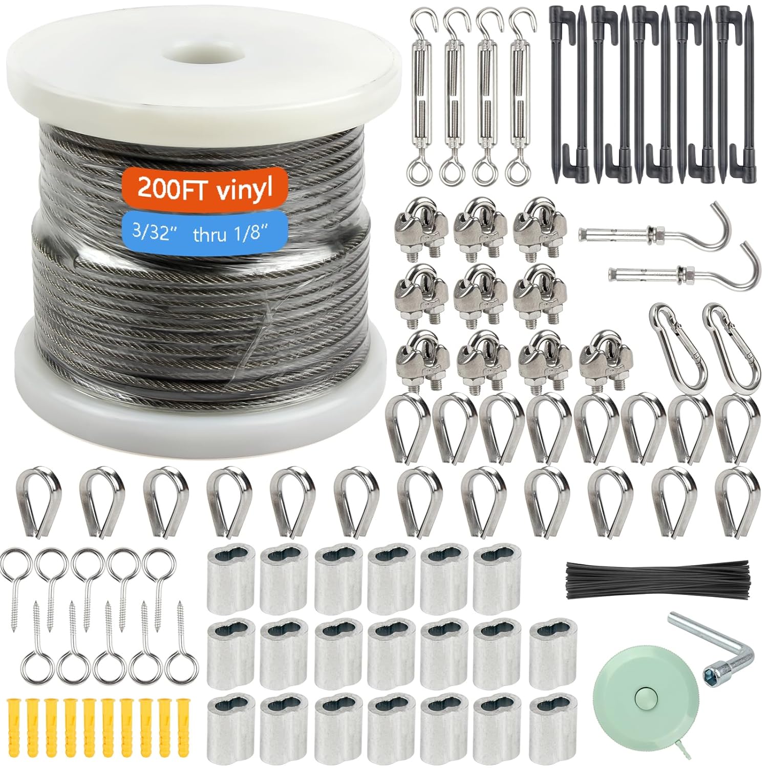 1/8 Wire Rope Kit with Turnbuckles for Outdoor and Garden Use