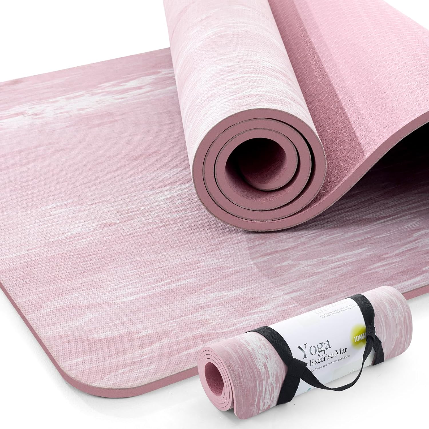 UMINEUX 10MM Non Slip Yoga Mat with Strap
