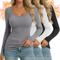 Thermal Long Sleeve Scoop Neck Tops 3-Pack - Warm Fleece Layering
