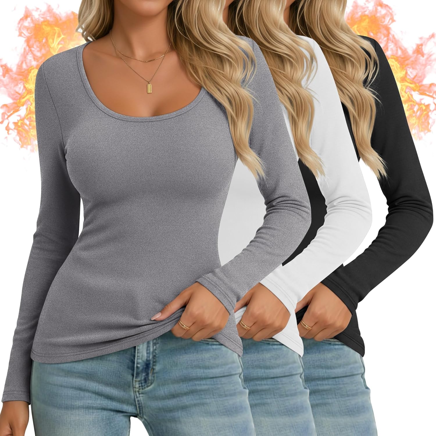 Ficerd Women's Thermal Long Sleeve Shirts for Winter Comfort