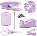 Purple Desk Accessories Stapler Kit - Organized, Colorful Desk Set