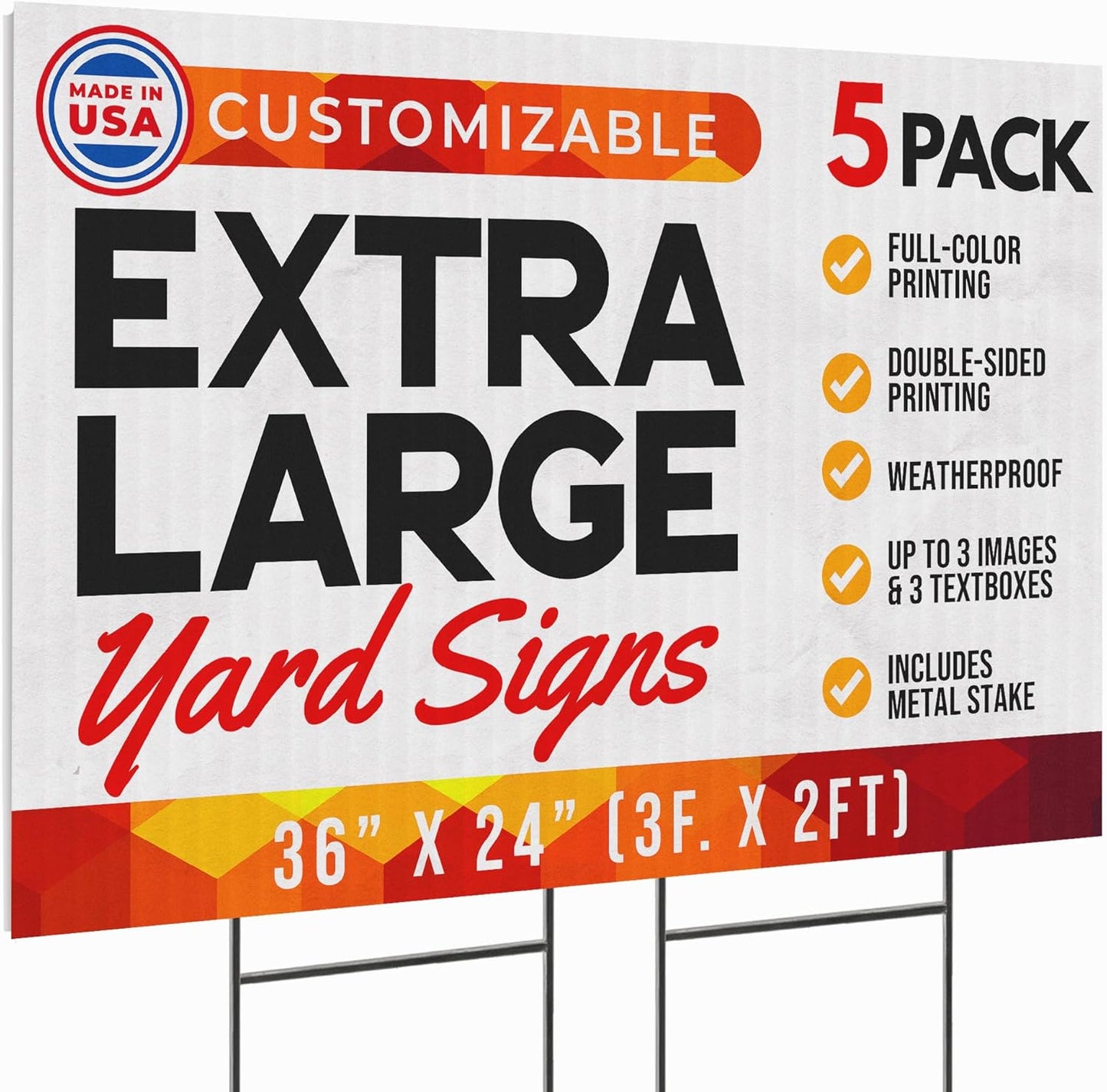 36x24 Custom Yard Signs with Stakes for Business Promotions