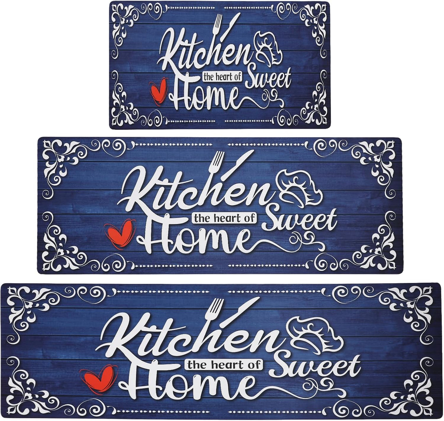 Navy Blue Kitchen Runner Rugs Set of 3 for Comfort and Style